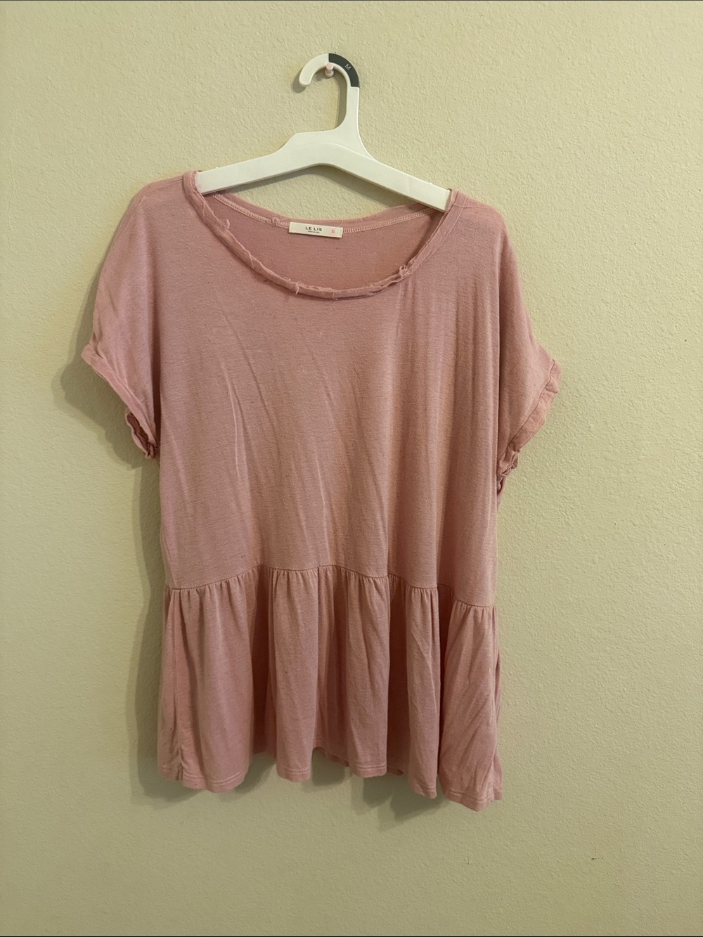 Le Lis Light Pink Peplum Short Sleeve Tunic